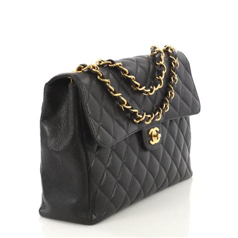 chanel vintage classic single flap quilted maxi black